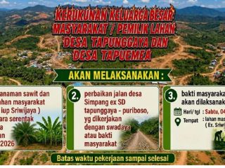 Masyarakat Tapunggaya dan Tapuemea Siap Dukung Program Ketahanan Pangan Melalui Penanaman Sawit dan Pisang Di Eks Iup PT. Sriwijaya Raya