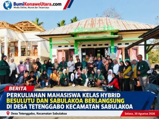 PERKULIAHAN MAHASISWA KELAS HYBRID BESULUTU BERLANGSUNG DI DESA TETENGGABO KECAMATAN SABULAKOA